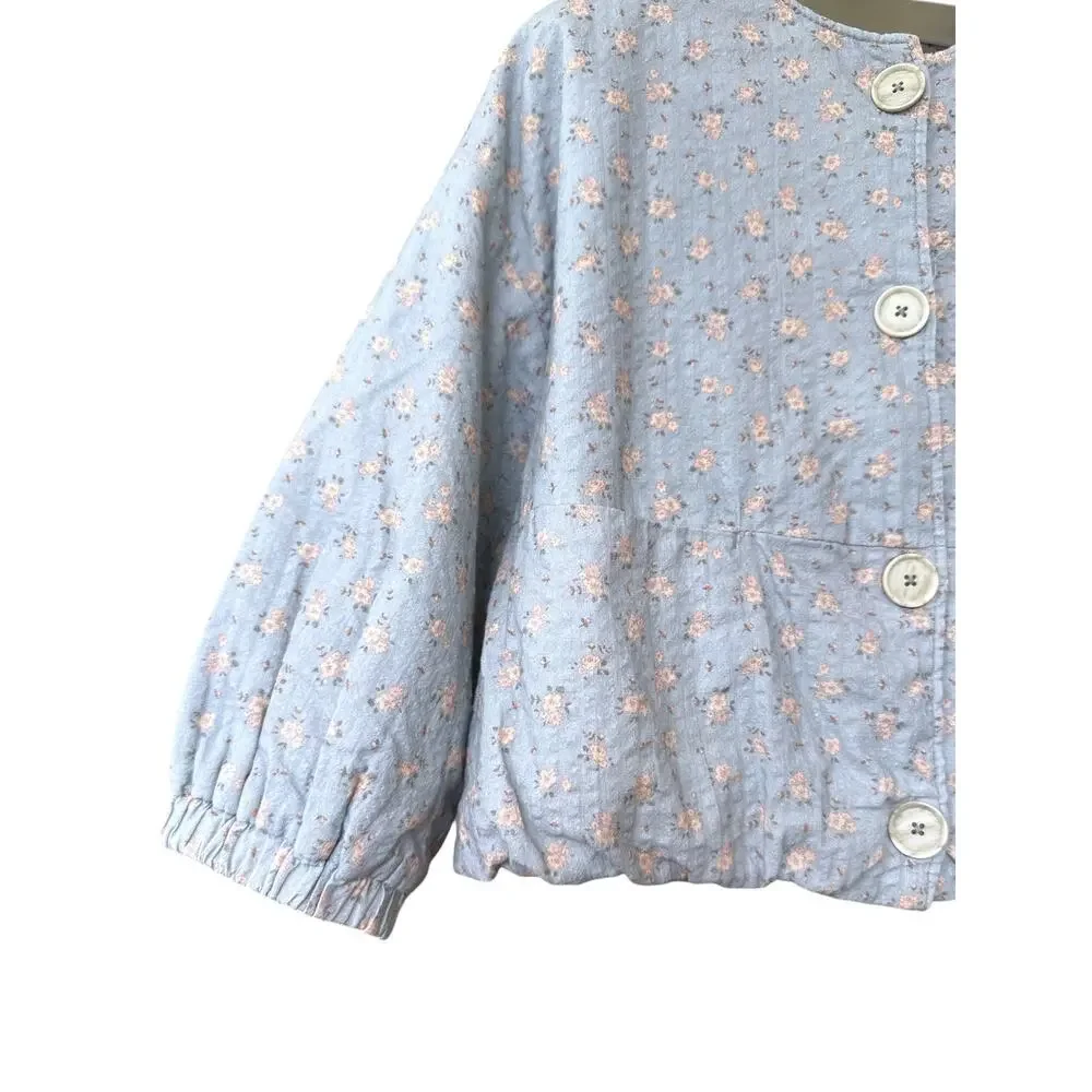 Zara Timelesz Floral Jacket Palazzo Pants and Tee Bundle Set Size 5 (110cm) Blue